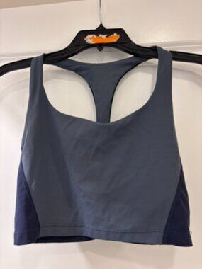 Athleta S Transcend Blue Color Block Crop Bra Small Cup A-C